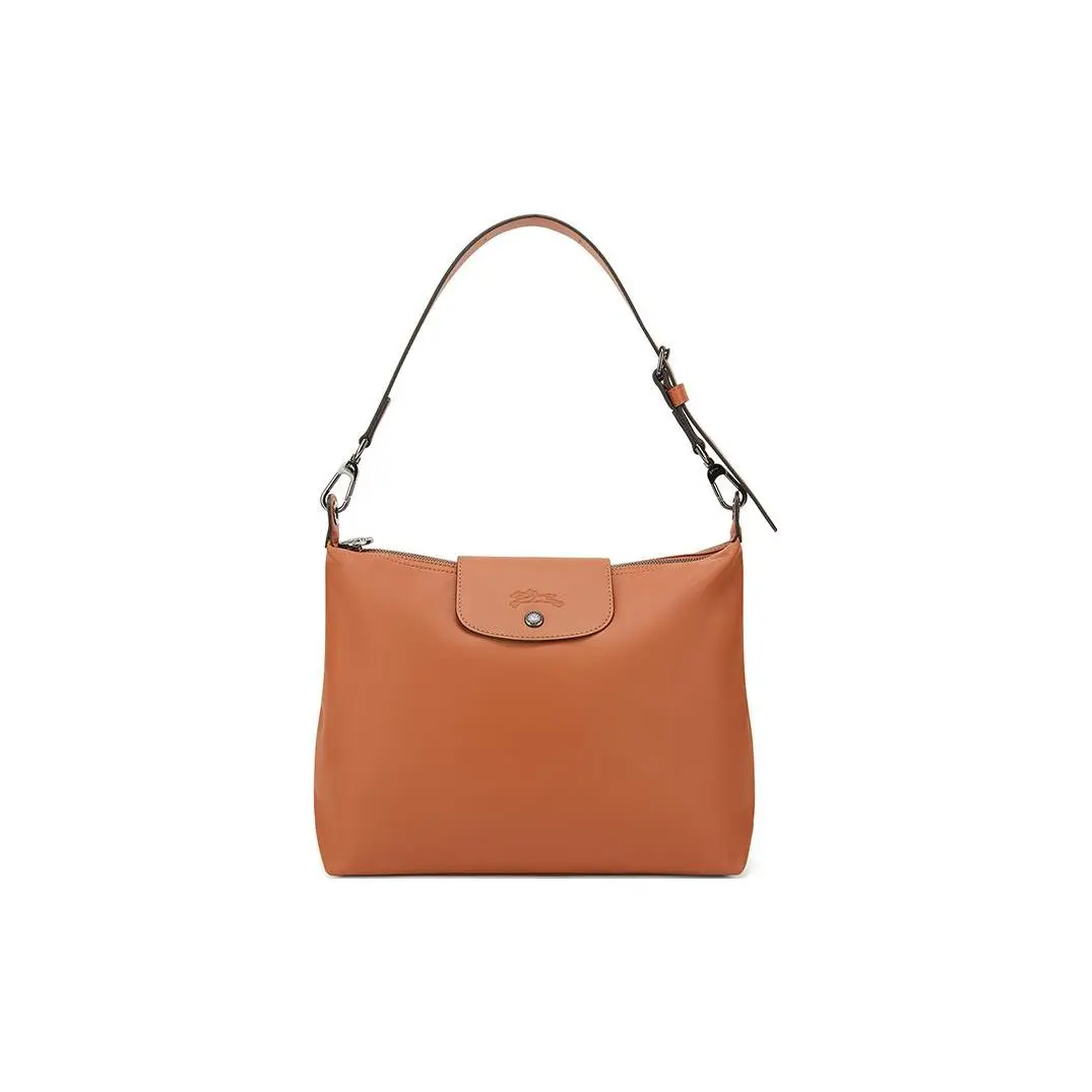 Longchamp Le Pliage Xtra Leather Hobo Bag with Zipper and Snap Closure for Women in Cognac Hobo Crossbody Bags Handbag Shoulder Bag