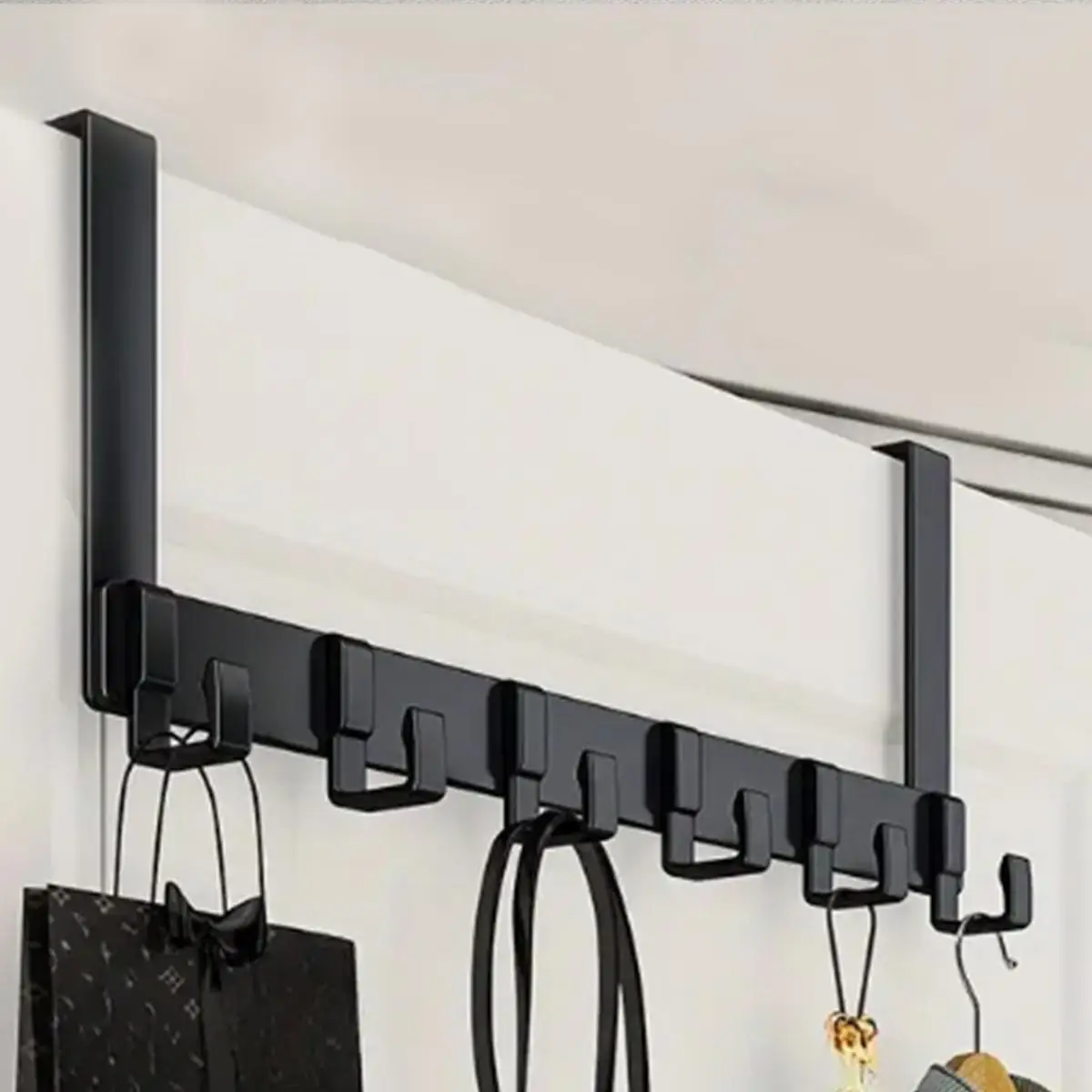 Wall Mounted Door Back Hook, Durable Sturdy Punch-free Door Back Hanging Rack, Home Organizer for Clothes & Bag