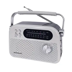 RadioShack AM/FM/SW 3-Band Vintage Radio with Bluetooth USB/TF Ports White 1202268 Compact Nostalgic Audio Device