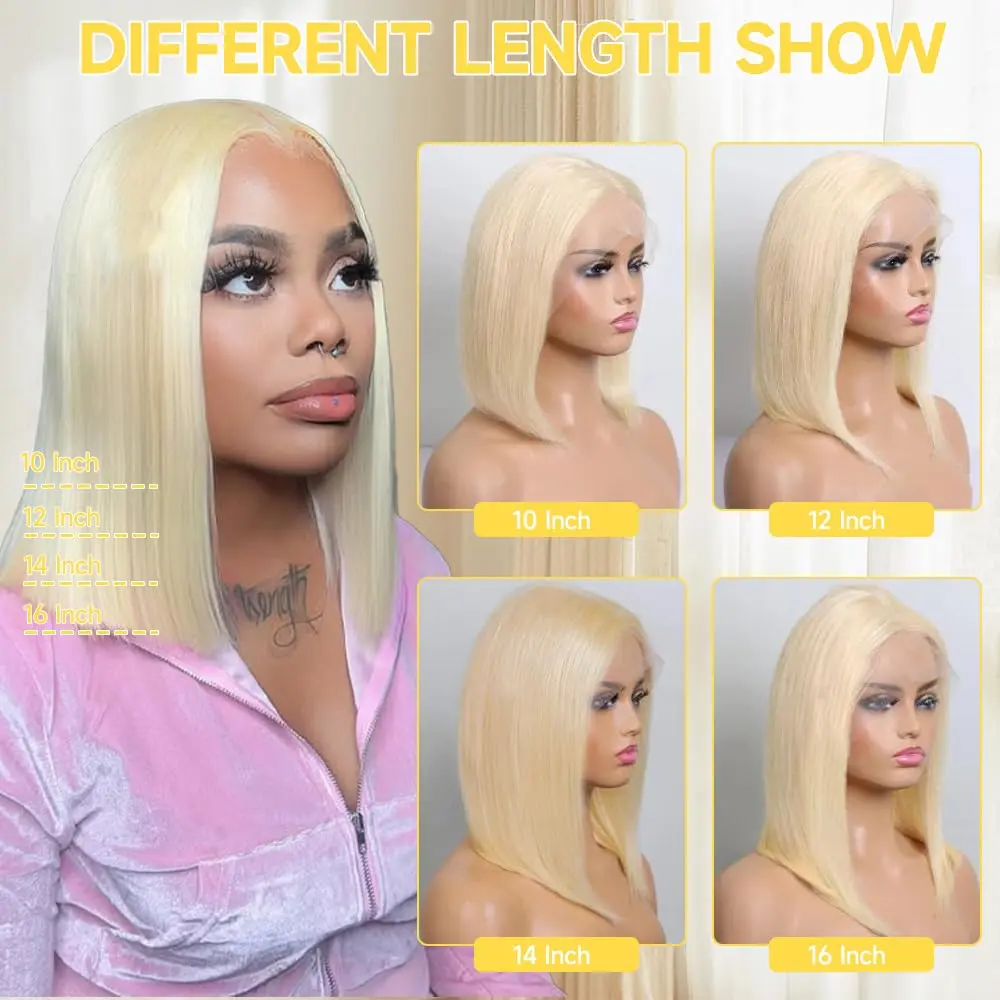 Brazilian 14 Inch Straight Blonde Bob Wig Human Hair 613  display picture 1
