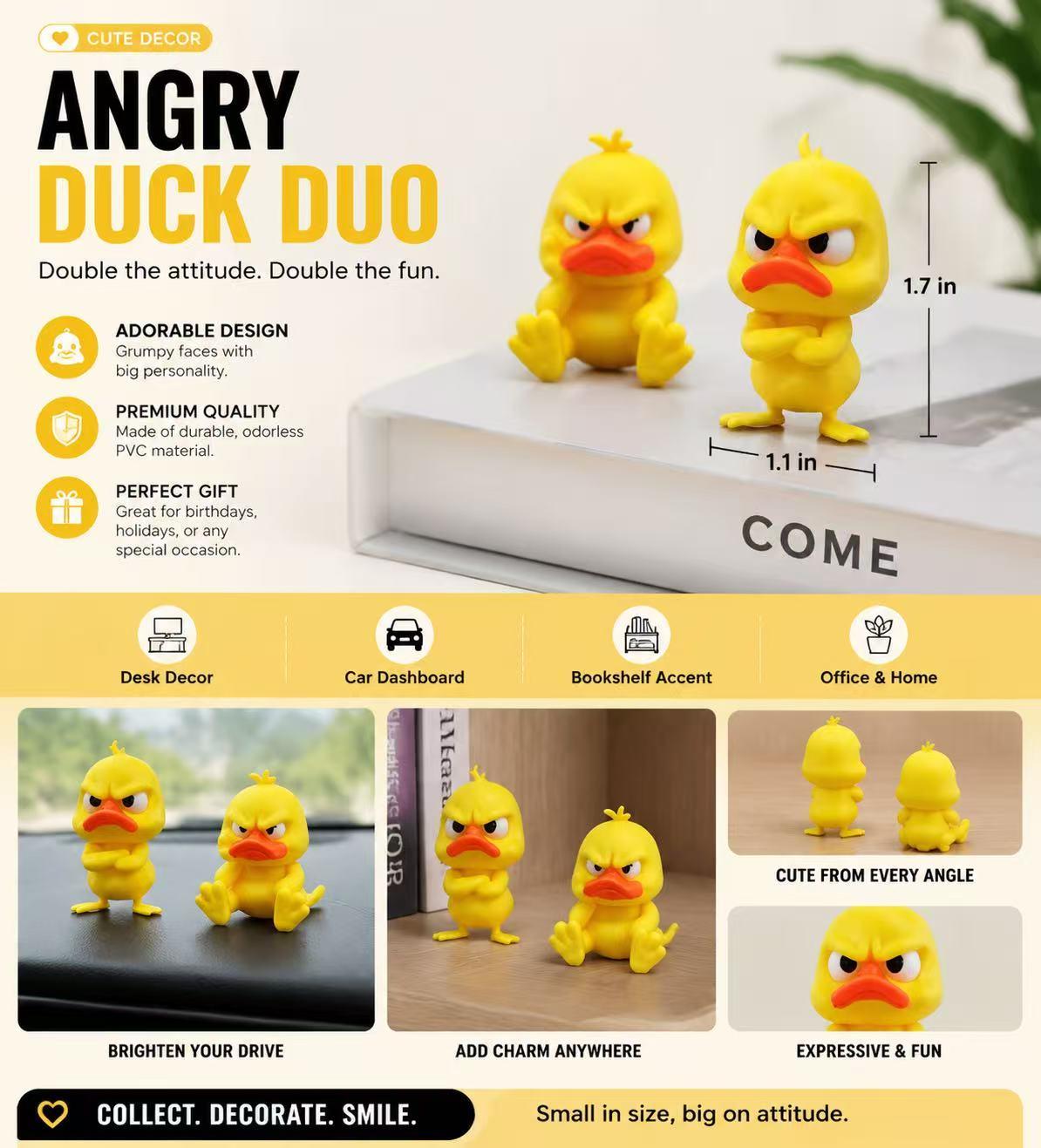 Funny Angry Duck Statue, Cute Cartoon Figurine,Cute Desktop or Car Interior Decoration, Multi-Purpose Indoor-Outdoor Home Decor Gift forFamily and Friends