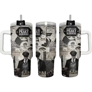 British Crime Drama Peakiy Blinders Tumbler 40oz, Vintage 1920s Gangster Drinkware For Men Women, Classic TV Show Hydration Gift Idea | 210326.R0016.ID03