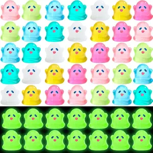 50 Pcs Halloween Mini Ghost, Luminous Ghost Figurines Miniature Ornaments Glow in The Dark for DIY Crafts Party Gifts Landscape Decorations Decorative Fairy