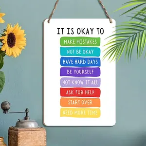 It's OK To Make Mistakes Sign, Wooden Hanging Sign, Hanging Room Decor, Rustic Hanging Wood Plaque Sign, Educational Wall Sign, Wall Art Hanging, Door Hanger, Nursery Wall Decor, Ornaments