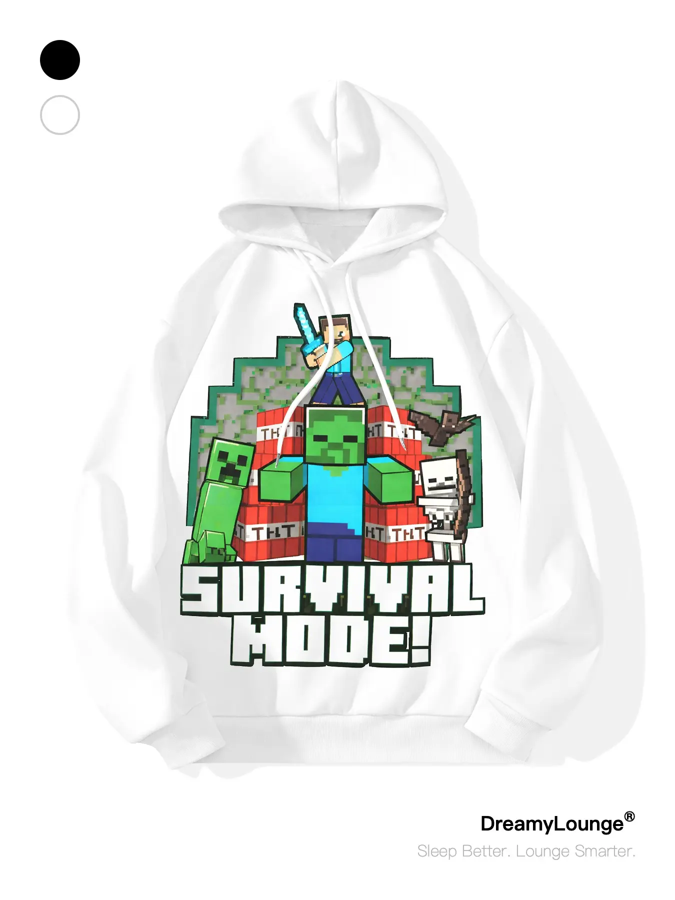 Minecraft Survival Mode Graphic Hoodie, Loose Fit Casual Sweatshirt, Breathable Sportswear for Daily Home Use, Outdoor Wear