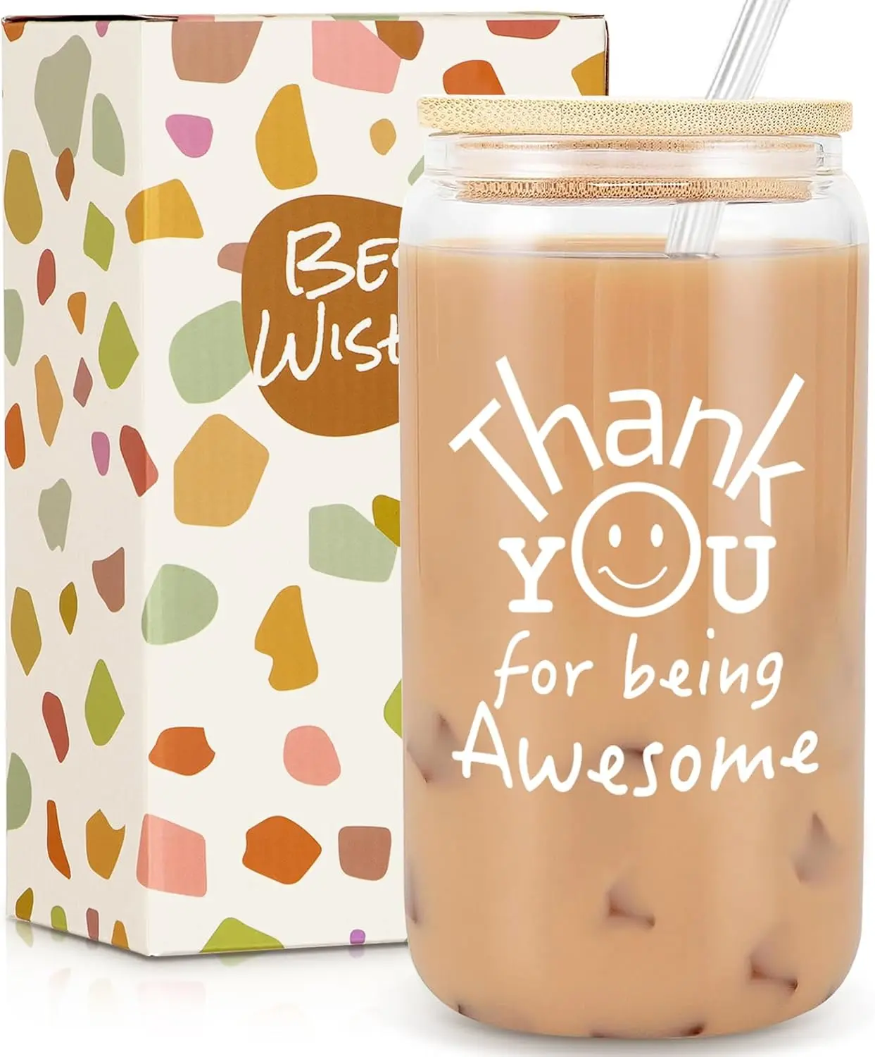 Thank You Gift for Women Men, Teacher Appreciation Gifts, Employee Appreciation Gift for Coworkers, Thank You for Being Awesome Glass Cup for Teacher, Nurse (Cup)