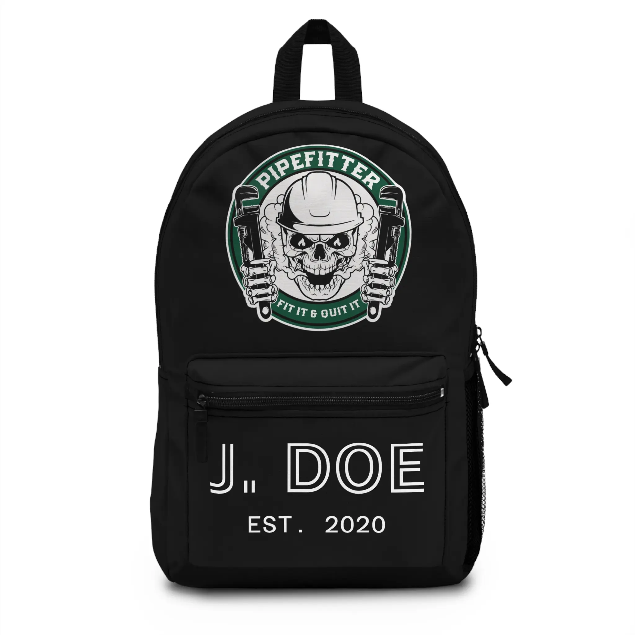 Pipefitter Skull Backpack | Ideal for Work, School, Gym or Travel, Gift for Plumbers, Construction Workers, Personalized Design