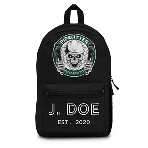 Pipefitter Skull Backpack | Ideal for Work, School, Gym or Travel, Gift for Plumbers, Construction Workers, Personalized Design