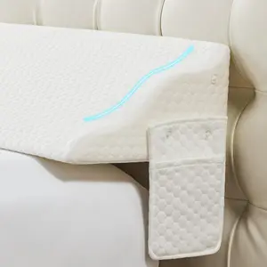 Full Size Bed Wedge Pillow for Headboard Gap, Wedge Pillow Headboard with Side Pockets and Wave, High-Density Foam Bed Gap Filler (0-6"), 55x10x6 Inch, White