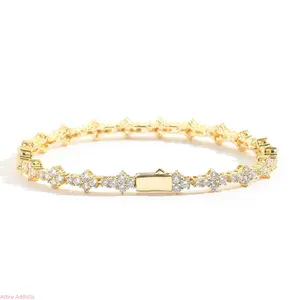 Plum Blossom Tennis Chain Bracelet For Men Women Hip Hop Style With Zircon Spring Clasp Fashion Unisex Jewelry US Design outdoorfun