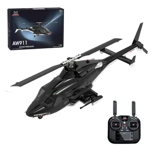 WOWOBONTOY GPS RC Helicopter for Adults, AW-911 1/34 Scale 2.4G 9CH Remote Controlled Aircraft Plane with 6G/3D Stunt Mode and GPS Positioning, One-Key Takeoff/Landing, Outdoor Hobby RC Model