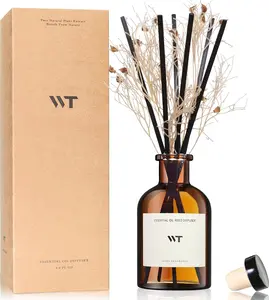 Flower Reed Diffuser Set Clean White Linen Scent for Bathroom Air Fresheners | 4.0 fl oz Essential Oils with Sticks   Defusers | House Bedroom Office Shelf Decor &