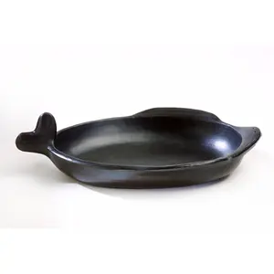 Authentic Chamba Fish Baker - Stunning, All-Natural Black Clay Platter for Baking and Serving Fish  - Stovetop & Oven Safe – Handmade in Colombia