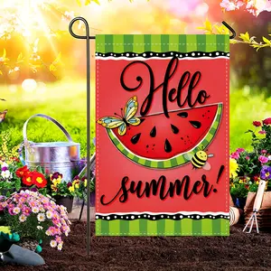 [Watermelon Garden Flag] 1 flag, summer watermelon outdoor garden flag, double-sided polyester beach and patio decoration flag, watermelon-themed accessories, suitable for all seasons, spring and summer decoration (flagpole not included).