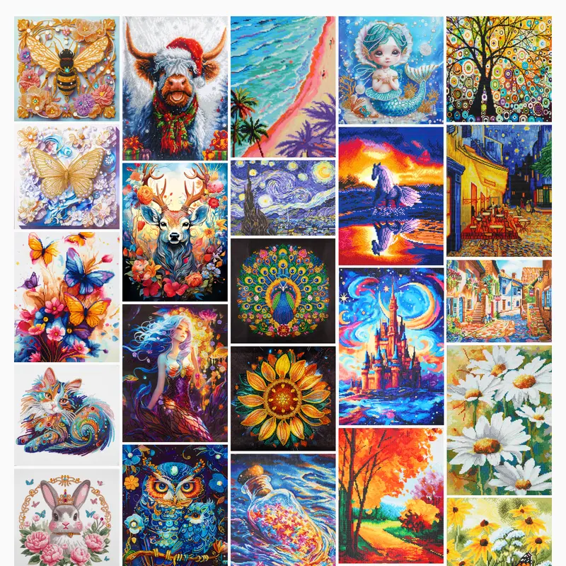 【Buy 2 Get 1】5D Diamond Painting Craft Kit, Stress-Relief DIY Diamond Art Kits with 50+ Styles, HD Print, Plastic Protective Film, Sticky Background - Easy to Start, Home Decor, Perfect Gift for Kids