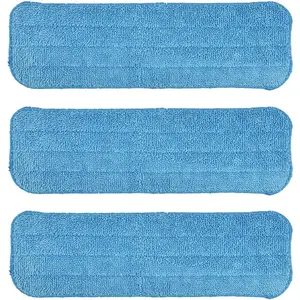 18"Microfiber Mop Pads- Reusable Mop Heads Refills fit for Most 16-18inch Spray Velcro Mop, Machine Washable Absorbent Mop Pads- 3Pack