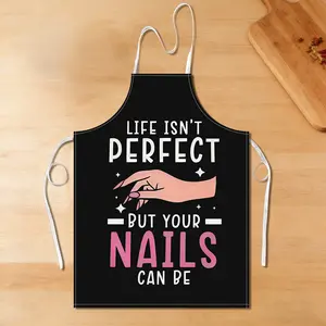 1pc apron with a humorous theme combining nail art and cooking, featuring adjustable shoulder straps, perfect for cooking in the kitchen. Suitable for both women and men, a Christmas/Easter/Father's Day/Mother's Day gift, birthday present