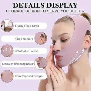 Chin Strap for Sleeping,Adjustable Chin Strap,Jaw Strap,Jawline Shaper,V Line Lifting Mask，Unisex Upgraded Version V-shaped Face Slimming Belt, Beauty