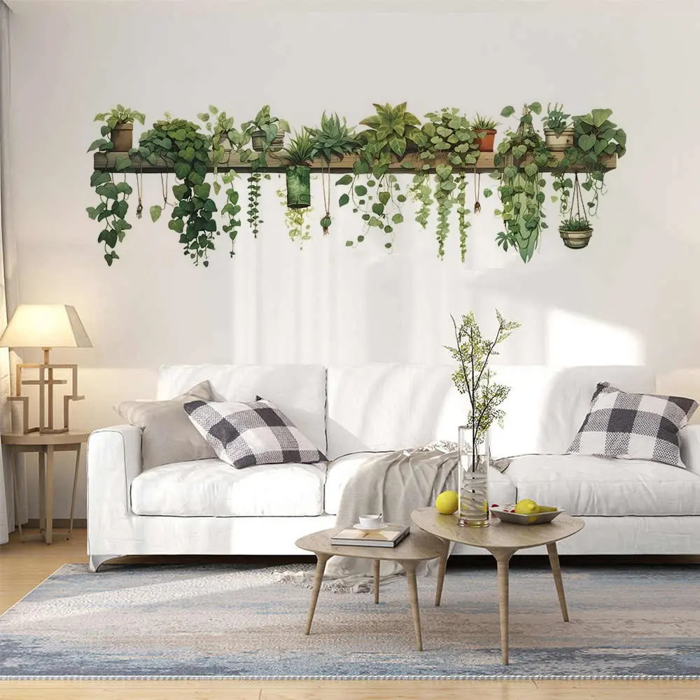 Ivy Leaf Self-Adhesive PVC Wall Decor, Bathroom Cabinet Decoration, Bedroom Office Art, 23.62inx7.87inch, Wall Beautification