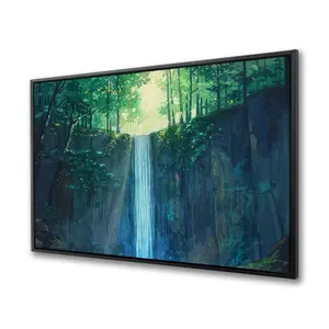 212 MAIN 36x48 in. White Framed Artistic Waterfall Nature Photo Print, Home Decor Wall Decoration, Ideal Gift for Rooms