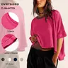 Imily Bela Womens Oversized T-Shirts Cropped Summer Casual Short Sleeve Loose Fit Tee Tops
