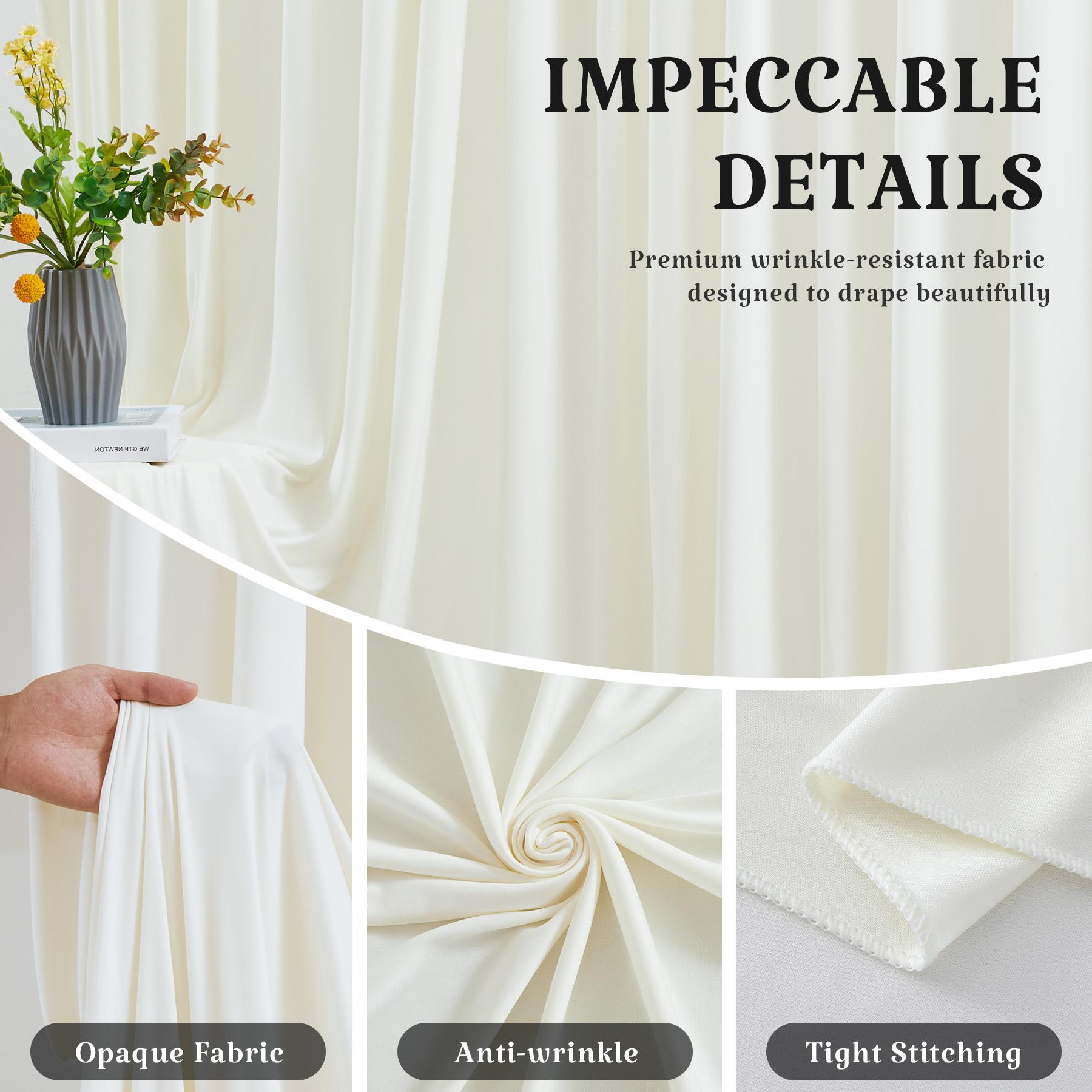 8 Pack Wrinkle-Free Polyester Backdrop Curtain Set, 5ft Wide Fabric Panels in 7/10/12ft Lengths for Photoshoot & Party Decor, Compatible with Garlands & Balloons, Minor Color Variation Due To Light & Screen Displays