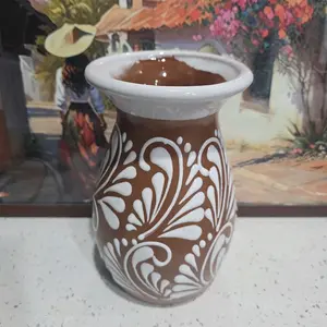 8 in Brown with White Cielito Lindo Vase