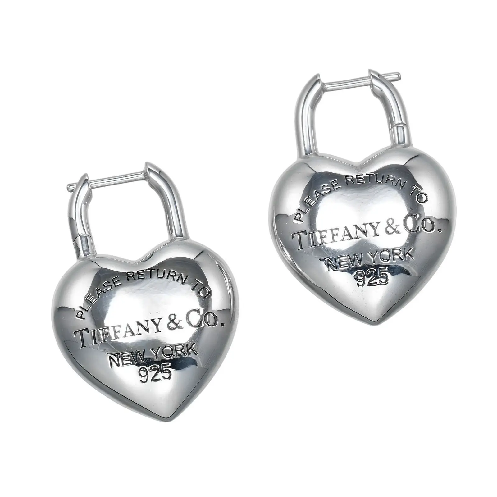 Pre-owned Tiffany & Co. Sterling Silver 925 (Ag925) Small Leather Goods Return to Tiffany Silver Earrings