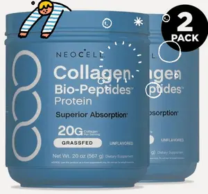 2x NeoCell Collagen Bio-Peptides Powder 20oz - Grassfed Protein Supplement - Advanced with 18 Essential Amino Acids