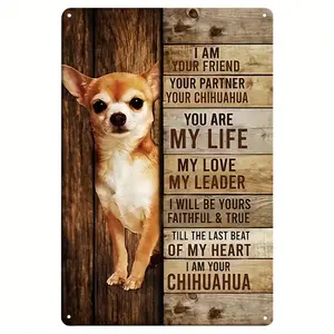 1pc Chihuahua Metal Sign, Vintage "I Am Your Friend" Wall Decor, Iron Construction, Versatile Indoor/Outdoor Decorative Plaque, with No Power Required, for Home, Pet Stores & More