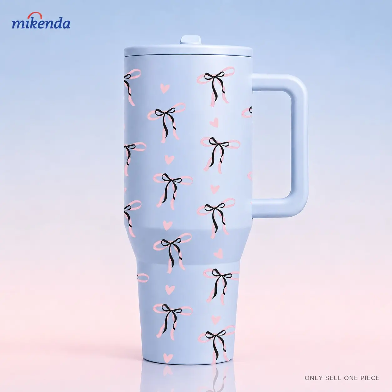 1 Pc 40oz insulated mug, Insulated drinkware, large capacity vacuum cup, double wall, leak proof, with handle and lid, skinny design, for hot cold drinks, keep hot 12h cold 24h, blue pink aesthetic gift for women, trendy tumbler for daily travel use