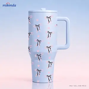 1 Pc 40oz insulated mug, Insulated drinkware, large capacity vacuum cup, double wall, leak proof, with handle and lid, skinny design, for hot cold drinks, keep hot 12h cold 24h, blue pink aesthetic gift for women, trendy tumbler for daily travel use