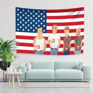 Tapestry 1Pc Funny Anime Tv Show America Flag Motivational Inspirational Wall Decor For Office, Gym, Dorm Easy Hang Design Authentic Banger Durable Fabric, Perfect For Outdoor Or Indoor Display, Best For Festival