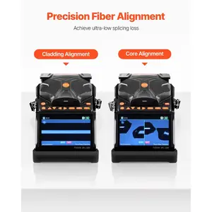 VEVOR Fiber Fusion Splicer 6 Motors, Core Clad Alignment Fibers Optic Splicer with 6s Fast Splicing and 13s Heating, 5 Touch Screen, 3 in 1 Fiber Holder, 7800mAh Battery for SM MM DS NZDS Fibers