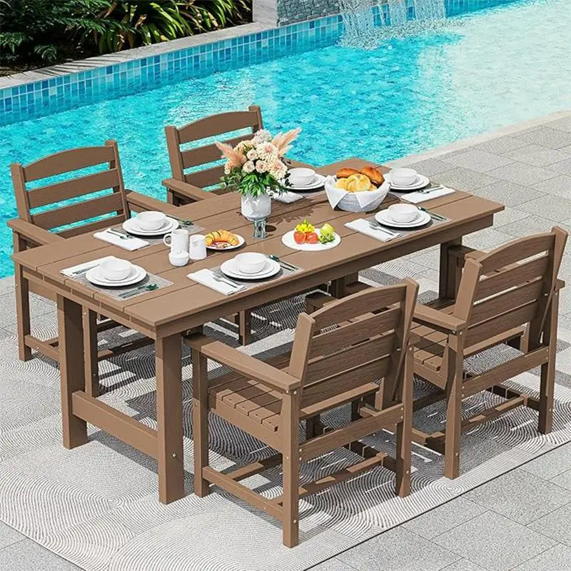 5-Piece (1 Table + 4 Chairs), Brown