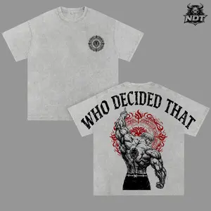 Escanor Seven Deadly Sins Tee Washed – “Who Decided That?” Vintage Washed Oversized Heavyweight Cotton Anime Graphic Tee, Unisex Animecore Streetwear Gift for Escanor & Anime Fans