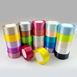 3 Rolls 40mm Wide 22.86m Long Satin Ribbon Gift Wrapping Set, Gift Wrapping Supplies, for Bouquets, Crafts, Birthdays, Parties, Weddings, Easter Decorations