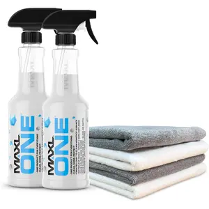 ONE (TM)   with Triphene(R) Technology, Quick  & Wipe  Purpose Waterless Detailer - Clean, Shine, Protect , Glass, Wheels, Trim Without Pre-Washing (2, 20oz w 4  Fiber Cloth)