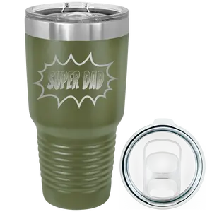 Personalized Super Dad 30 oz Tumbler - Olive Green