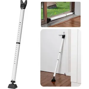 Adjustable 2 in 1 Heavy Duty Door Security Bar Stoppers for Sliding Glass Door Jammer for Home Apartment Travel School Dorm 1 Pack White