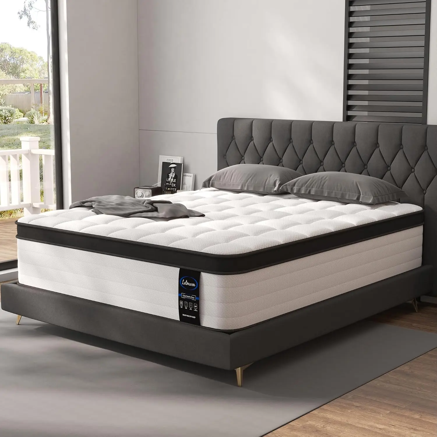 California King Mattress, Mattress Cal King Bed in Box 10 cm, Medium Firm, (Upgrade) Strong Edge Support, Pocket Springs, Pressure Relief