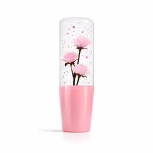 Clear Pink Glitter Roses Flower Shift Knob 6" | Universal Manual Car Shifter