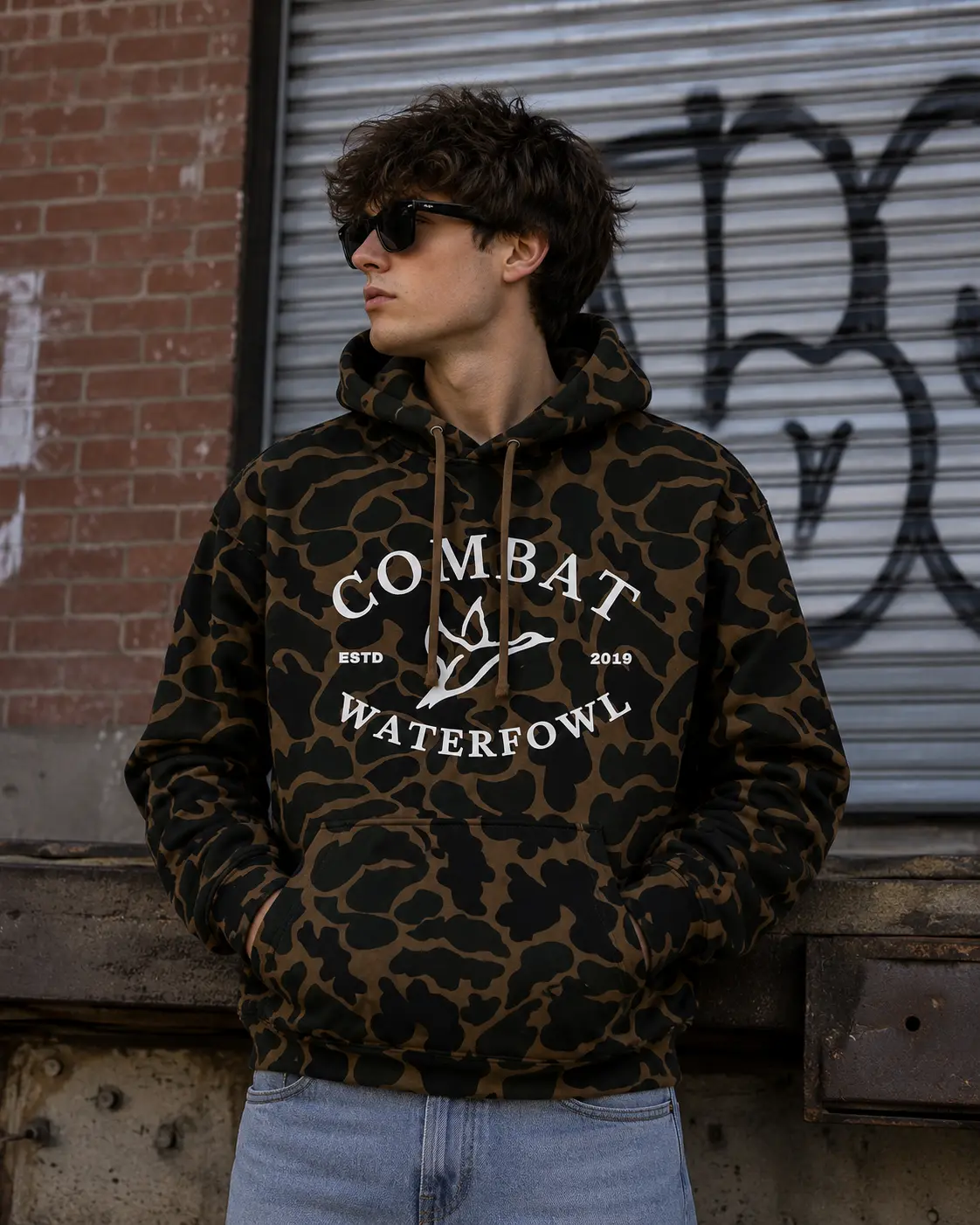 Combat Waterfowl Logo Hoodie - Vintage Duck Camo Hoodie Pullover For Men And Women, Duck Camo Shirt, Camo Hoodie, Camo Shirt, Gift For Men, Gift for Men