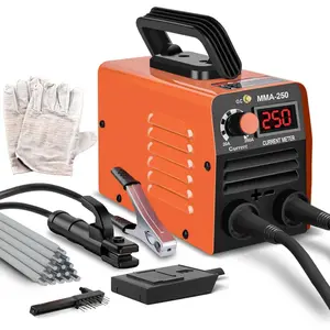 Super Mini Stick Welder Machine,110V 250A ARC Portable MMA Welding Machine for Beginners,Welding Machine with 10pcs Welding Rod Tools,IGBT Inverter Welder,Hot Start Arc Force Anti-stick (Orange)