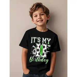 11 Year Old It's My 11th Birthday Soccer Ball Novelty Awesome Graphic Kid T-Shirt Cute Kid T Shirts Street Style Tops Tees for Kid