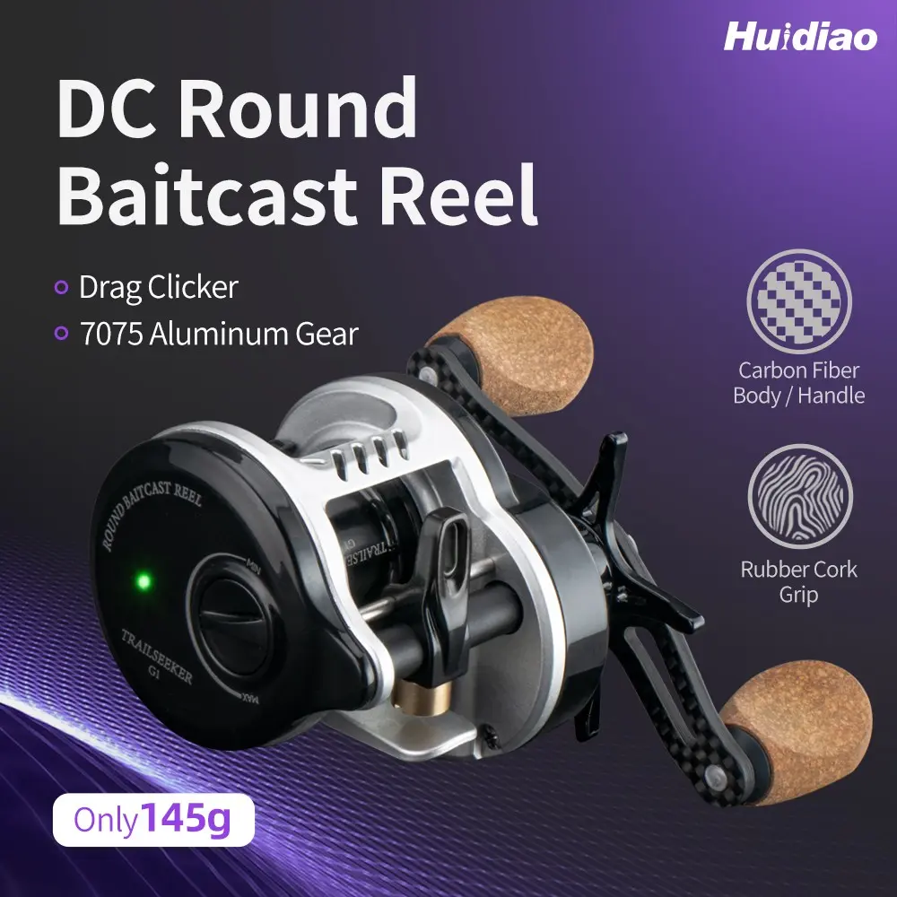 HUIDIAO TRAILSEEKER DC Round Baitcasting Reel Digital Control Braking  System Conventional Reel 145g/5.11oz Lightweight Carbon Fiber Body/Handle  7.2:1 Smart Anti-Backlash for Finesse Fishing Fishing Tackle - TikTok Shop