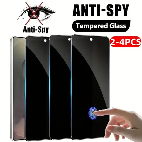 2-4 Packs Full Cover Privacy, Anti Peeping Tempered Glass For Samsung Galaxy S25 Ultra/S24 Ultra/S25/S24/Plus/S23/S22, 9H+ Anti Spy Glass Screen Protector, Fingerprint unlocking, Case Friendly, Anti-Fingerprint, Bubble Free