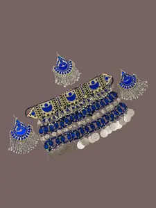 Authentic Afghan Kuchi Jewelry Set – Vintage Tribal Choker Necklace & Earrings | Handmade Boho Ethnic Statement Piece