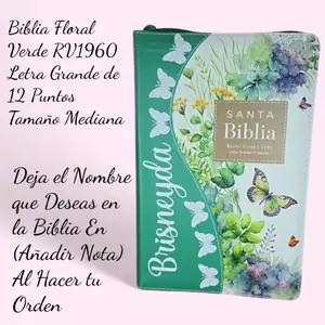 Biblia Personalizada ,Verde Floral, Reina-Valera 1960 Letra Grande