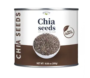 Chia Seeds, 10.58oz (300g), Chia Seeds,Additive Free, Fiber Source, For Making Beverages, Smoothies, Fitness Meals, Baked Goods, Reusable Sealed Cans, Gift